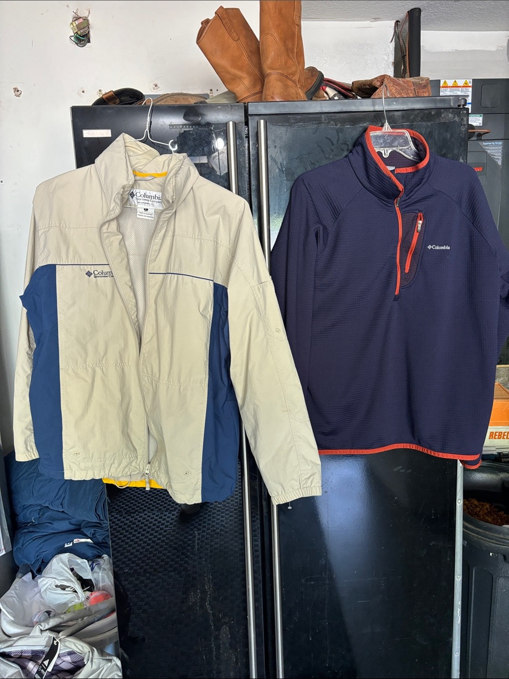 Columbia Men’s Lightweight Jacket & Pullover — Beige, Navy & Orange Trim